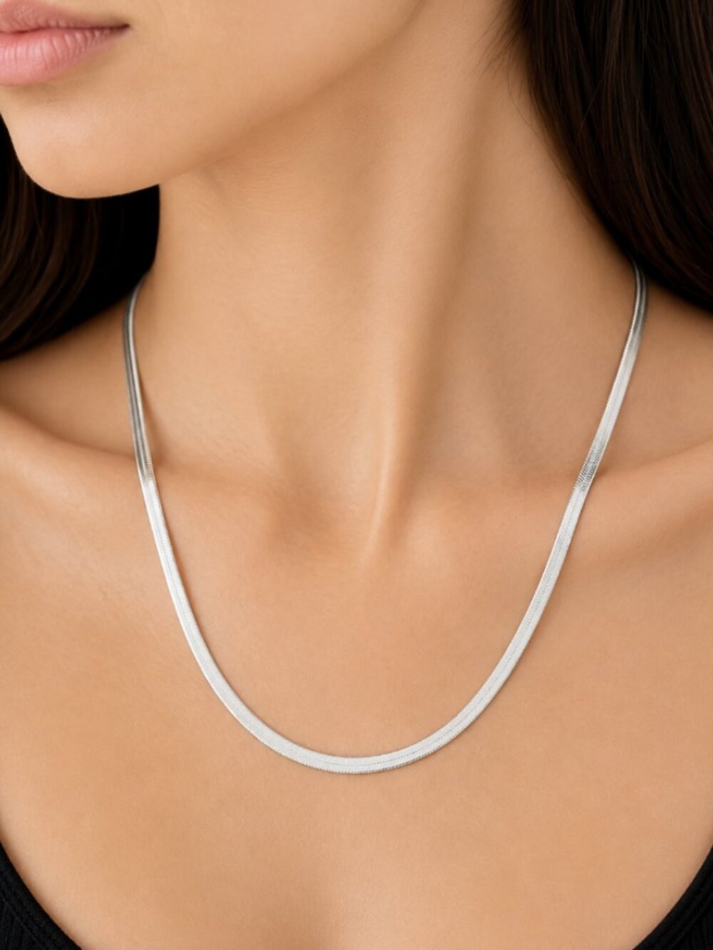 925 Sterling Silver Snake Chain Necklace Herringbone Necklace Chain 4 MM
